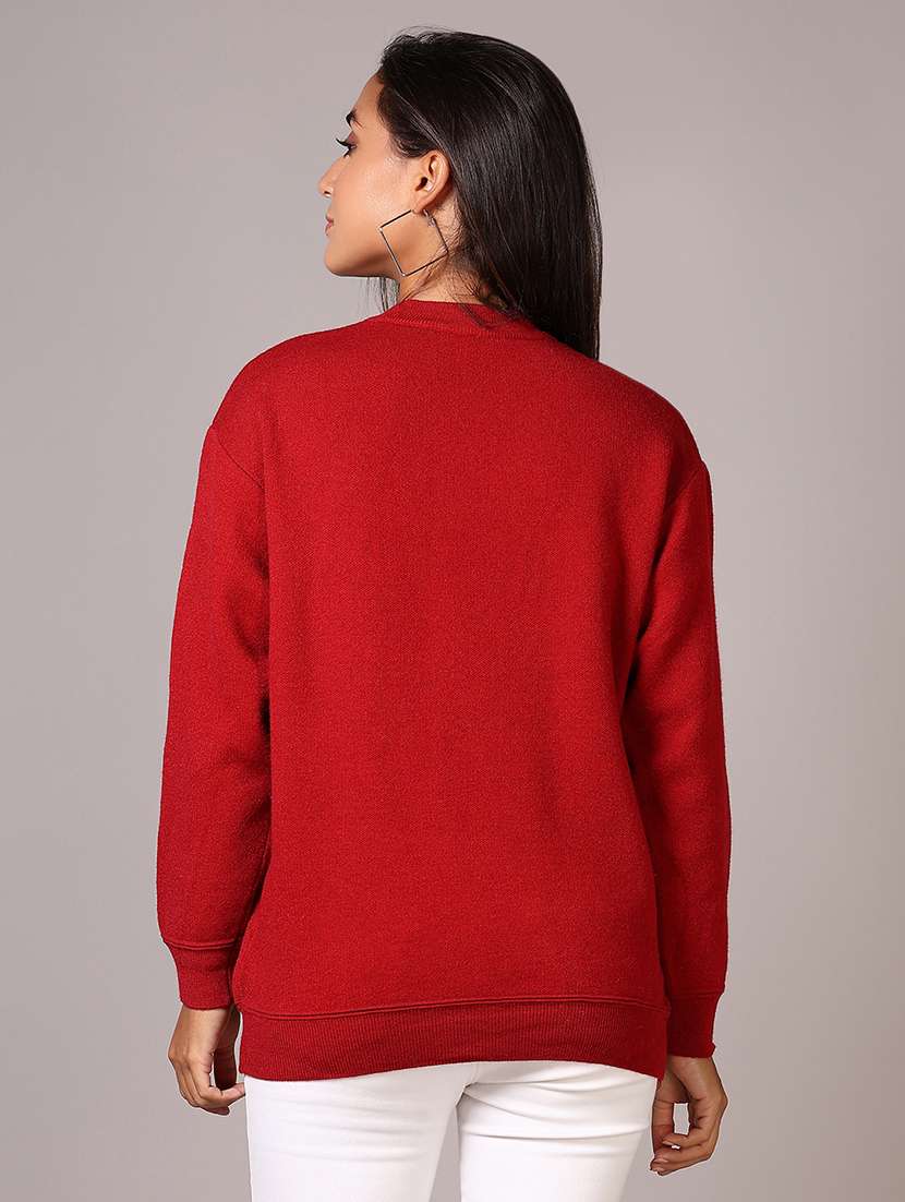 women solid long sleeve pullover - 21645252 -  Standard Image - 3