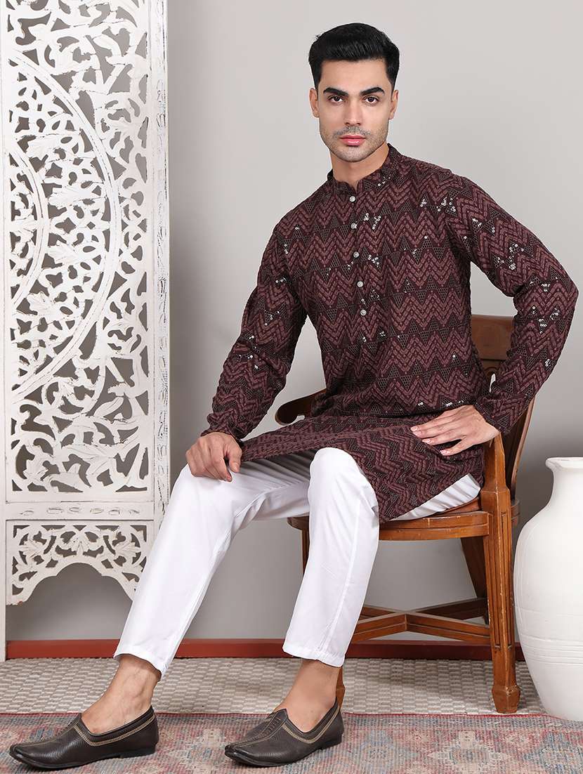 men embroidered kurta pyjama ethnic wear set - 21645315 -  Standard Image - 3