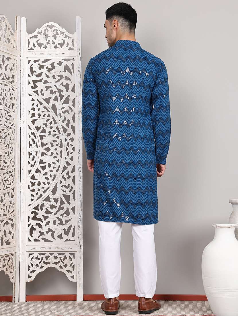 men embroidered kurta pyjama ethnic wear set - 21645318 -  Standard Image - 3