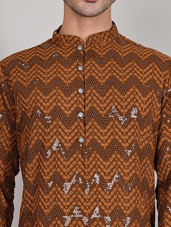 men embroidered long sleeves kurta - 21645326 - Standard Image - 5
