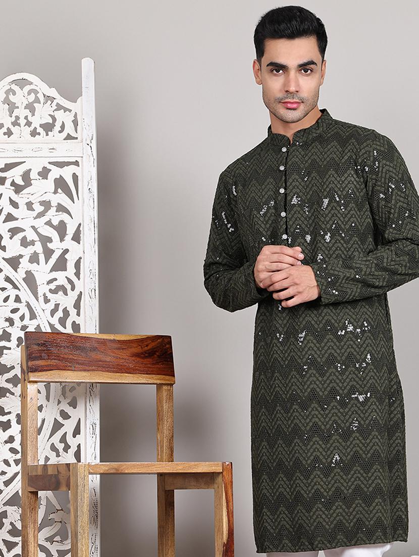 men embroidered long sleeves kurta - 21645327 - Zoom Image - 0