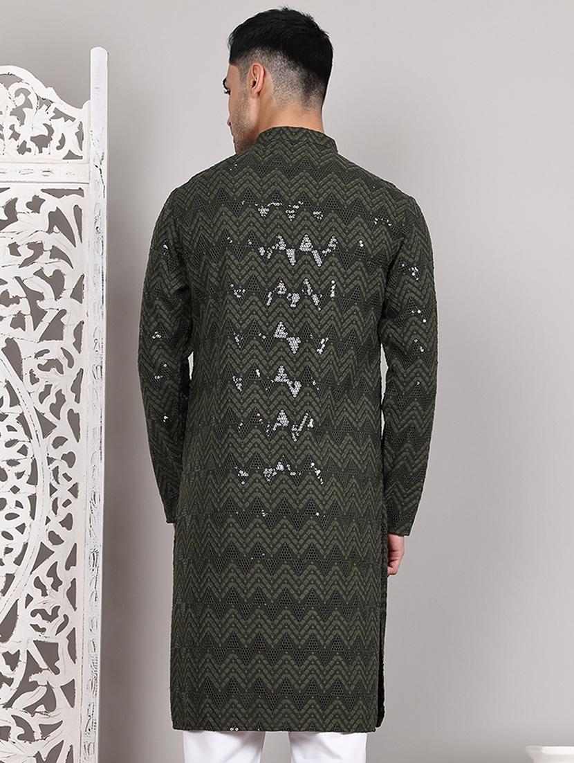 men embroidered long sleeves kurta - 21645327 - Standard Image - 3
