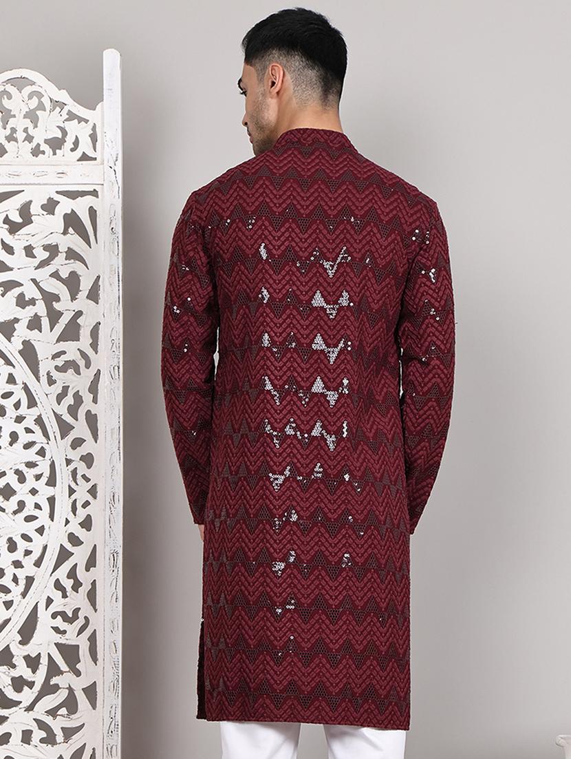 men embroidered long sleeves kurta - 21645329 - Standard Image - 3