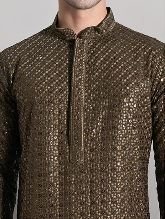 men embroidered long sleeves kurta - 21645332 - Standard Image - 5