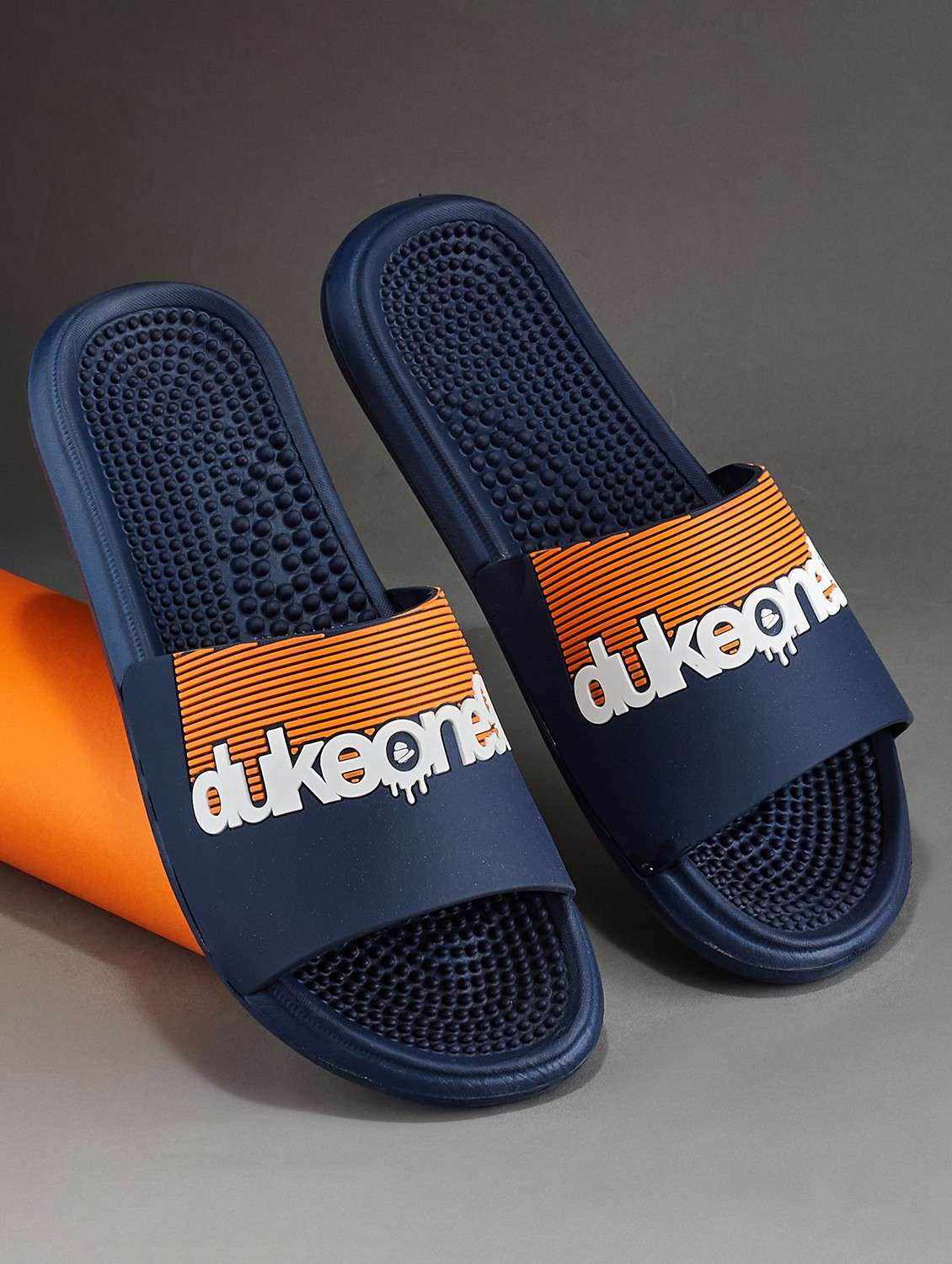 men navy blue slider flip flop