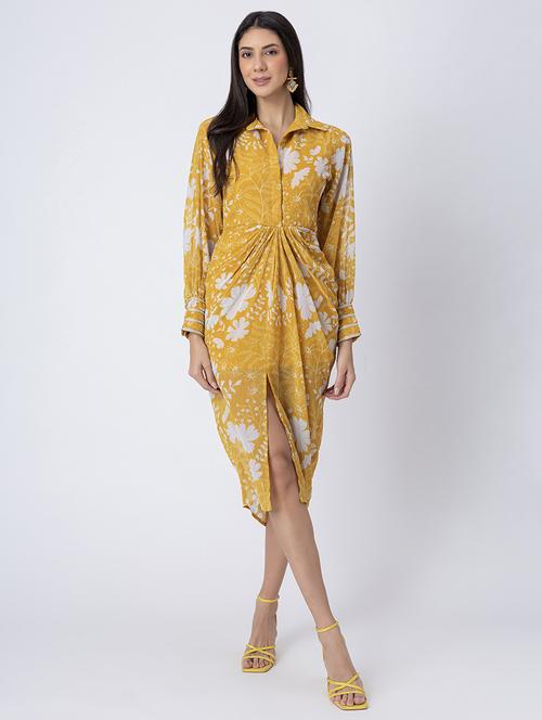 women long sleeves floral printed sheath dress - 21645462 - Standard Image - 0
