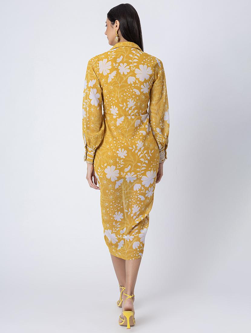 women long sleeves floral printed sheath dress - 21645462 - Standard Image - 3