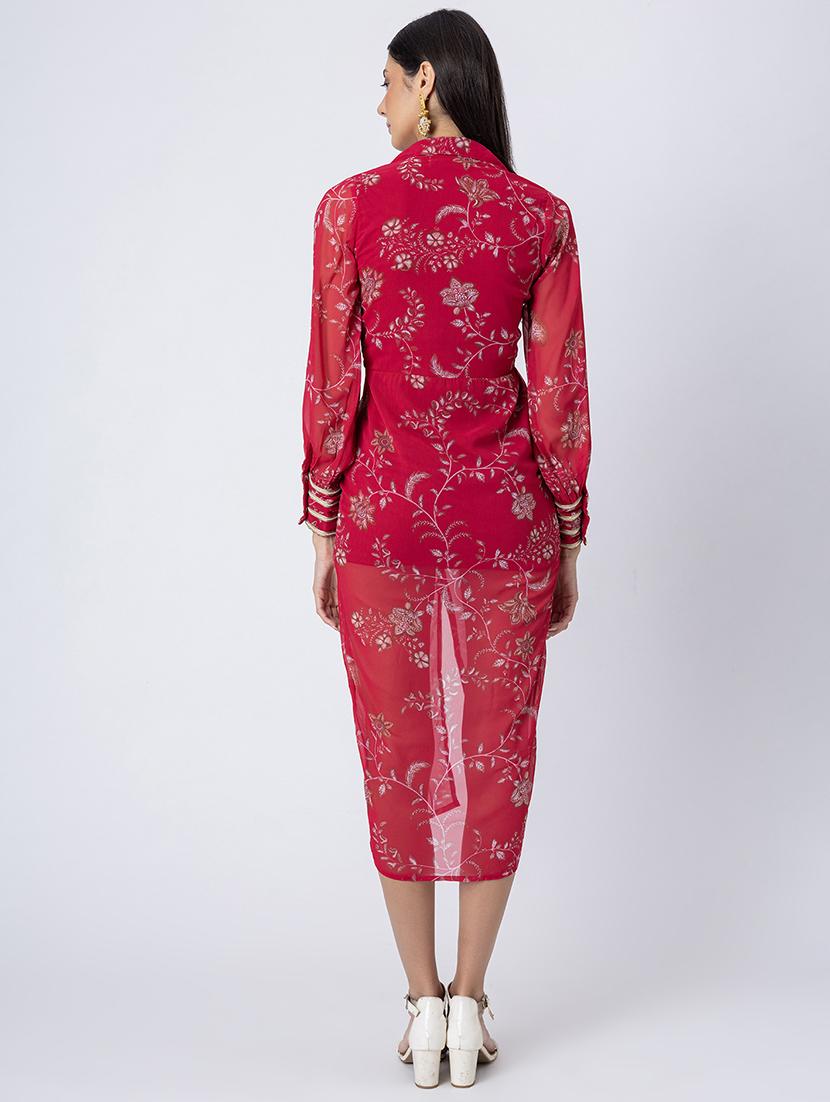 women floral print georgette bodycon dress - 21645463 - Standard Image - 3
