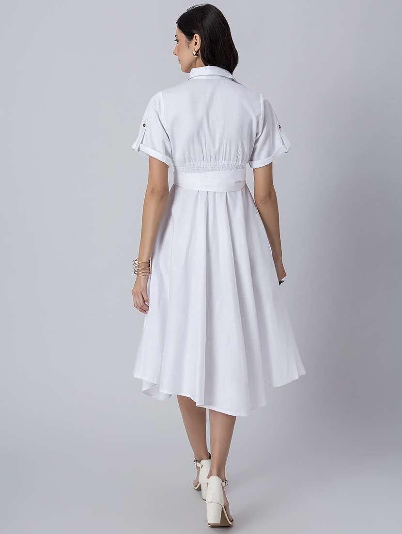 women collared solid asymmetric dress - 21645465 -  Standard Image - 3