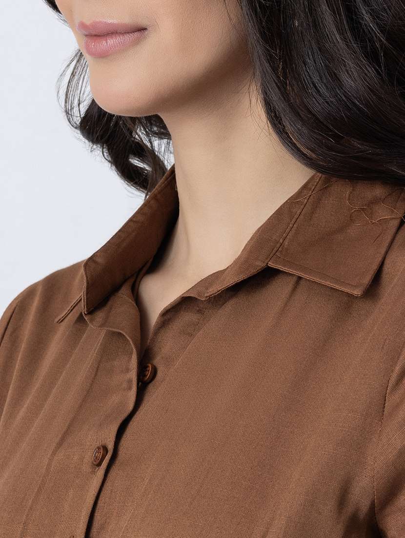 women collared solid asymmetric dress - 21645466 -  Standard Image - 5