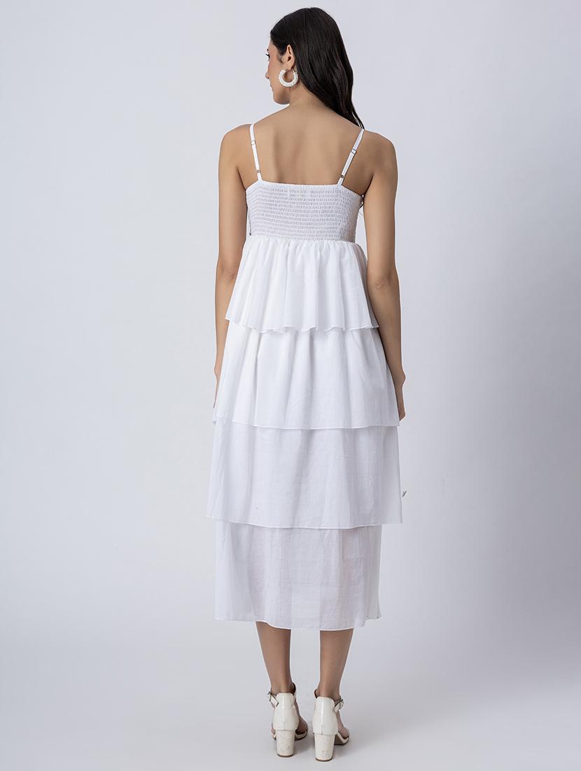 women sqaue neck solid tiered dress - 21645470 - Standard Image - 3
