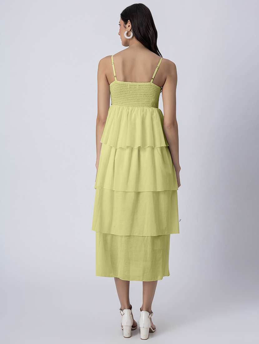 women sqaue neck solid tiered dress - 21645472 - Standard Image - 3