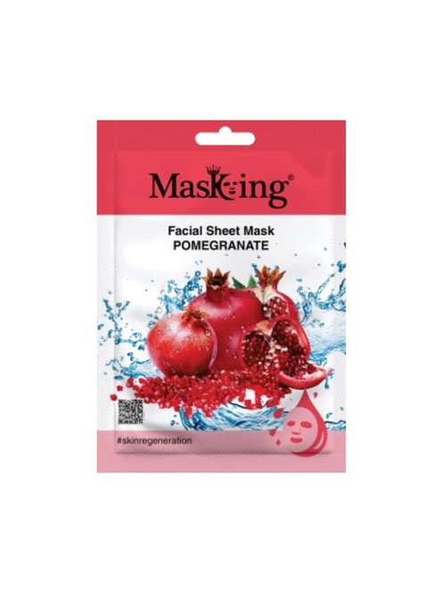 masking beauty facial sheet mask of pomegranate extract for skin regeneration for women and men, 20ml (pack of 1) - 21645479 - Standard Image - 0