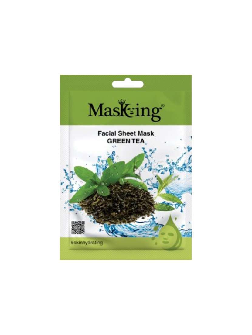 masking beauty facial sheet mask of green tea extract for skin hydrating for women and men, 20ml (pack of 1)