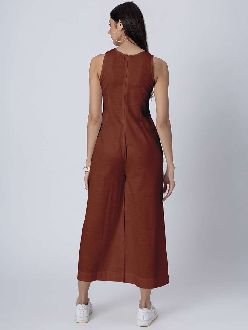 women solid sleeveless jumpsuit - 21645497 -  Standard Image - 3
