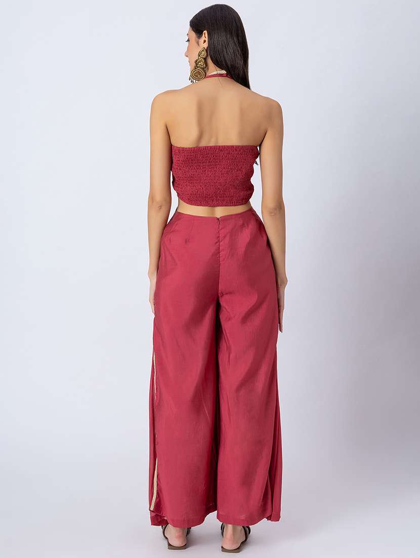 women gota detailed halter neck ethnic jumpsuit - 21645498 -  Standard Image - 3