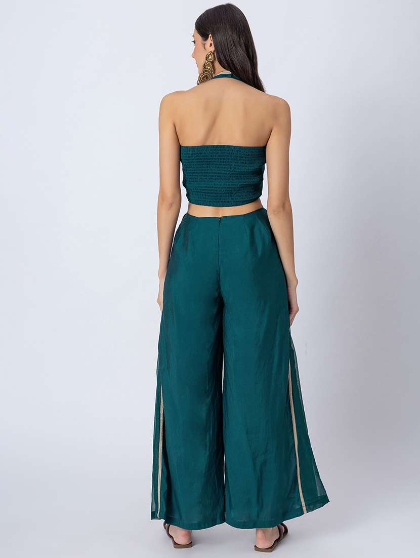 women gota detailed halter neck ethnic jumpsuit - 21645499 -  Standard Image - 3