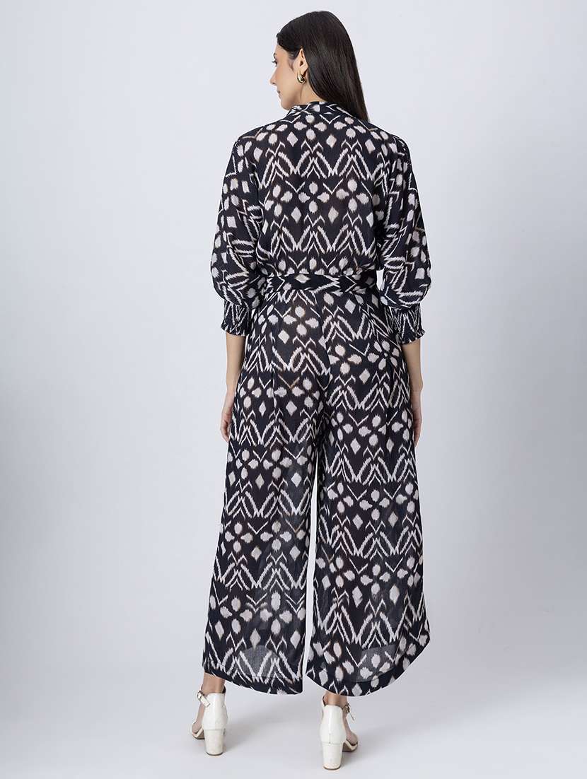 women printed puff sleeves full length jumpsuit - 21645505 - Standard Image - 3