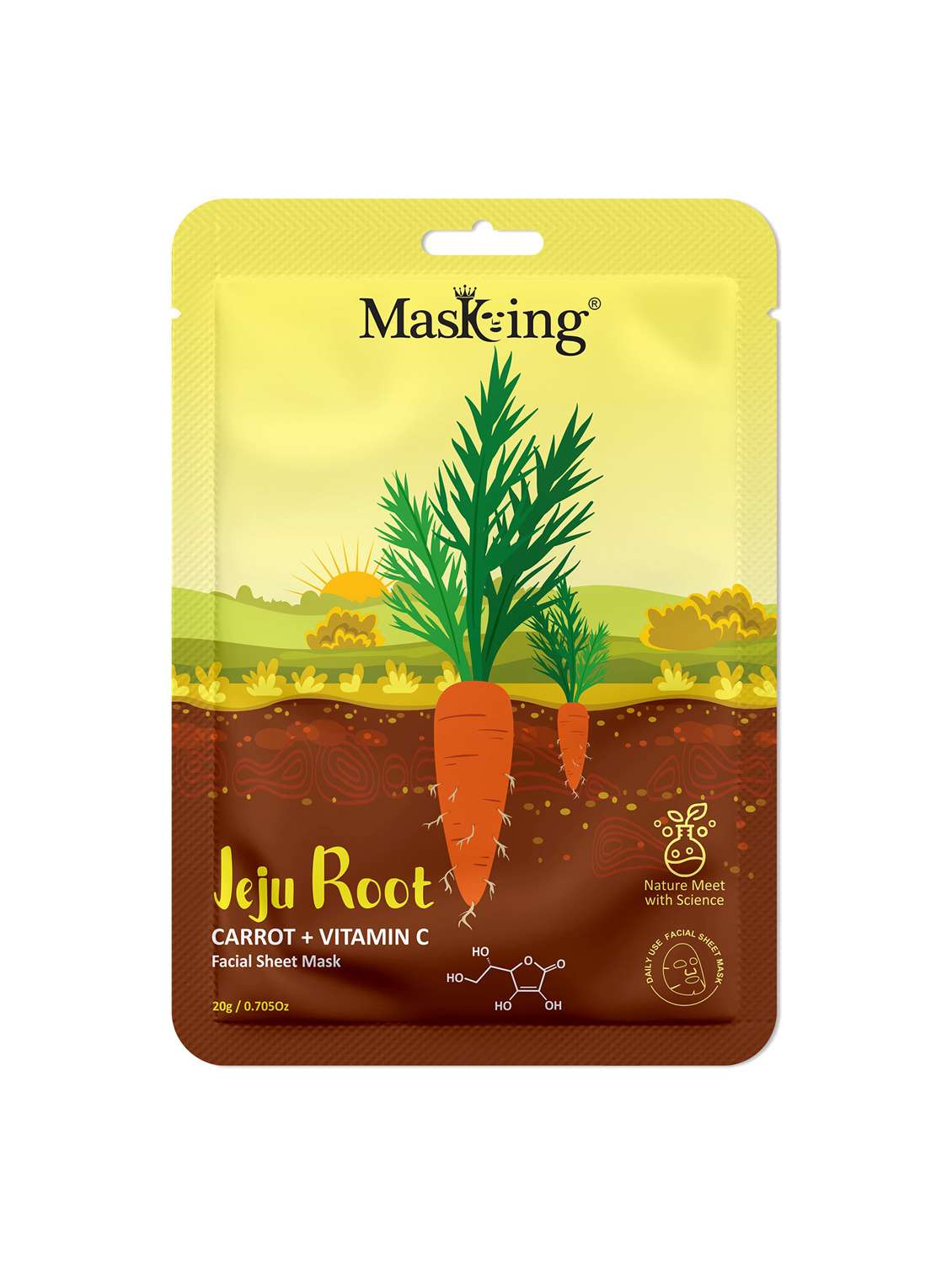 masking carrot + vitamin c jeju facial sheet mask for skin hydration (pack of 1) - 21645515 - Zoom Image - 0