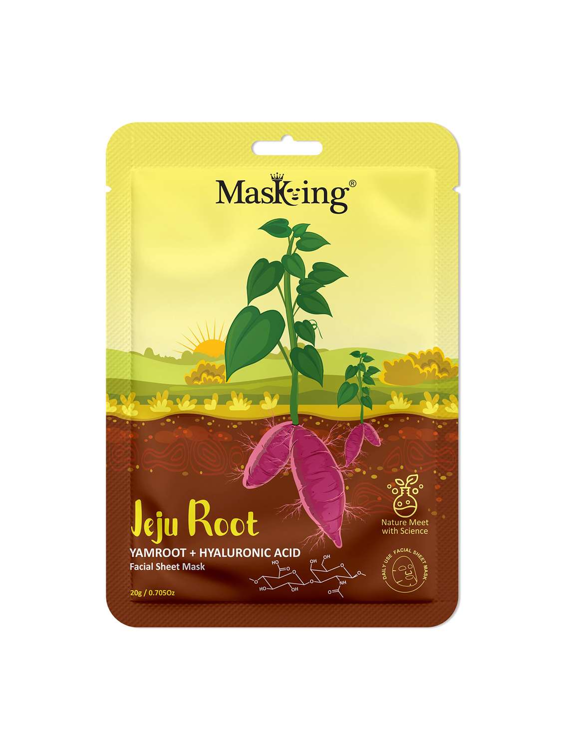masking yamroot + hyaluronic jeju facial sheet mask for skin hydration (pack of 1) - 21645519 - Zoom Image - 0
