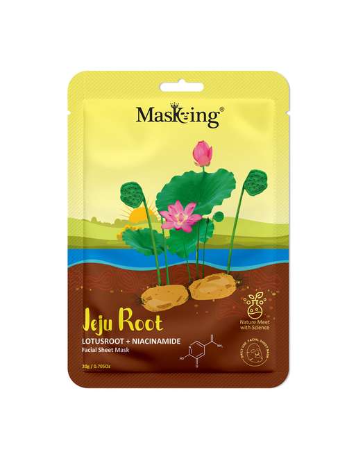 masking lotusroot + niacinamide jeju facial sheet mask for skin hydration (pack of 1) - 21645521 - Standard Image - 0