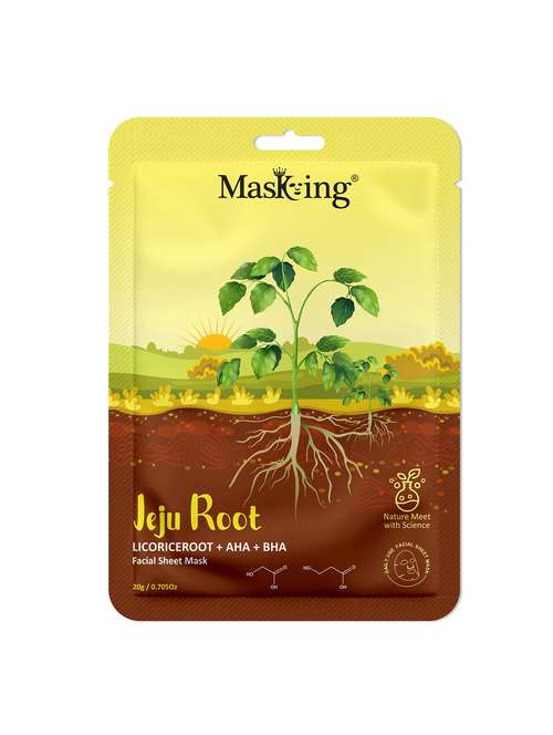 masking licoriceroot + aha + bha jeju facial sheet mask for skin hydration (pack of 1) - 21645522 - Standard Image - 0
