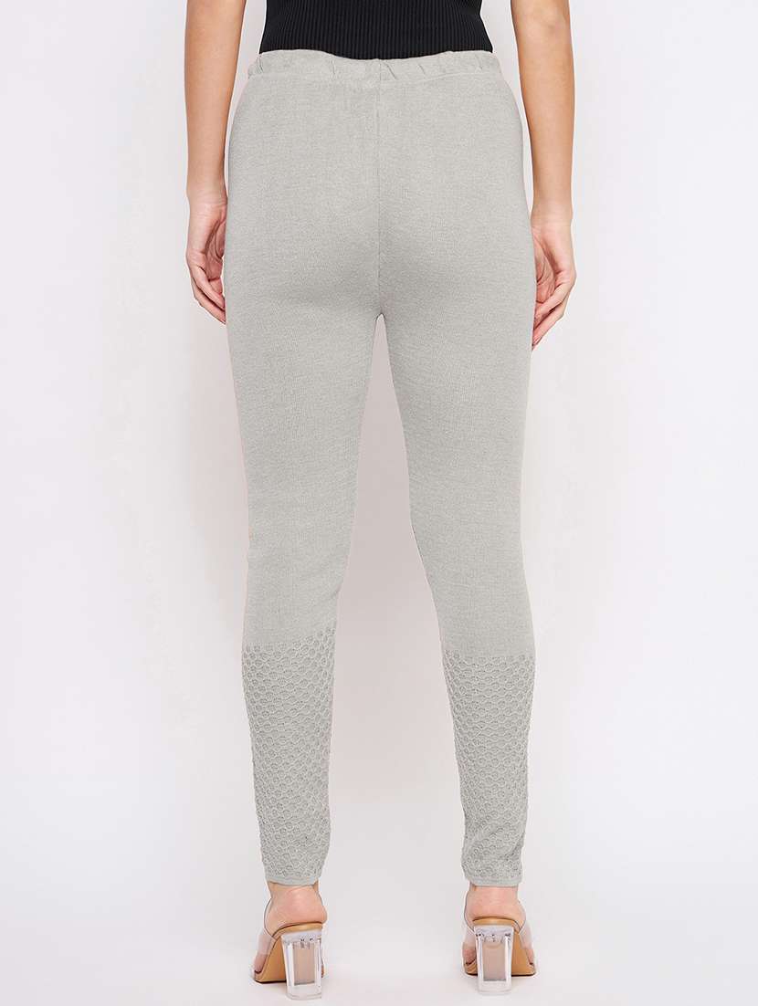 women plain high rise ankle length woolen leggings - 21645547 -  Standard Image - 3
