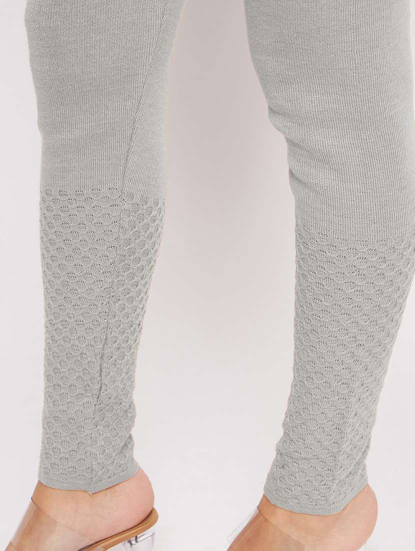 women plain high rise ankle length woolen leggings - 21645547 -  Standard Image - 5