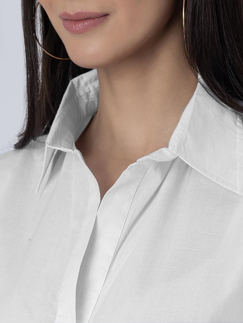 women solid long sleeves high-low shirt - 21645548 - Standard Image - 5
