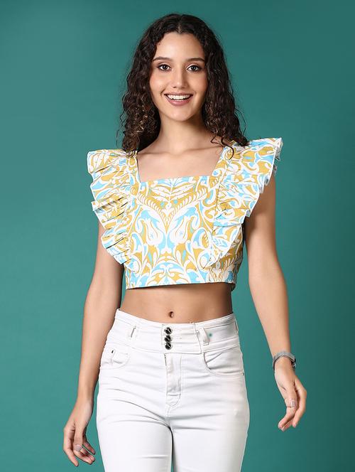 women printed square neck crop top - 21645589 -  Standard Image - 0