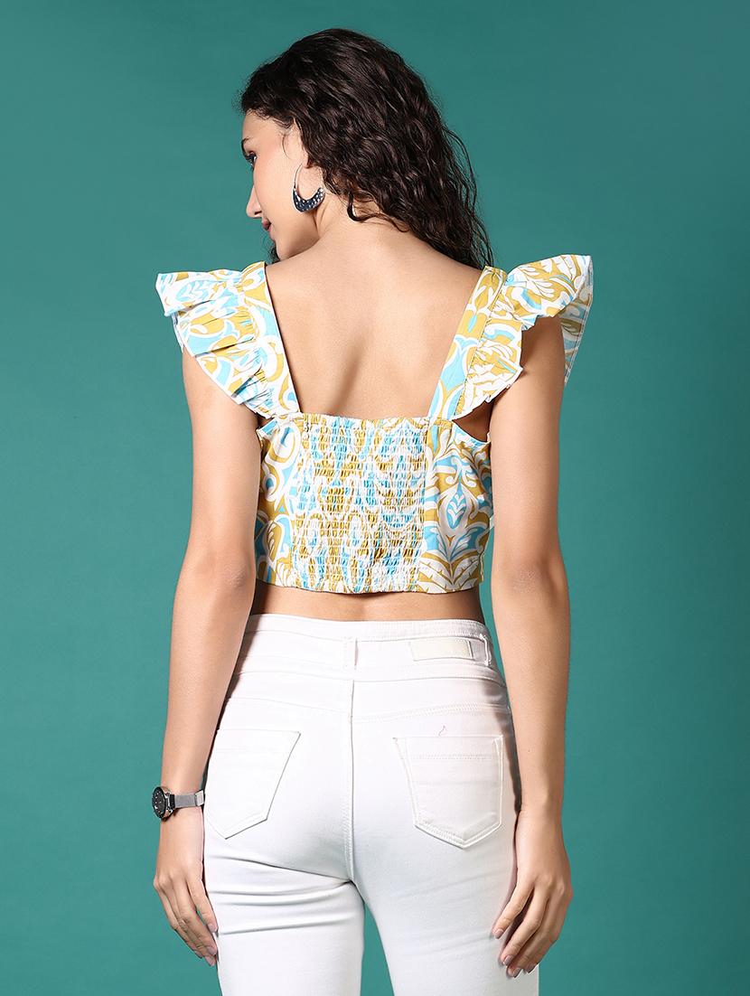 women printed square neck crop top - 21645589 - Standard Image - 3
