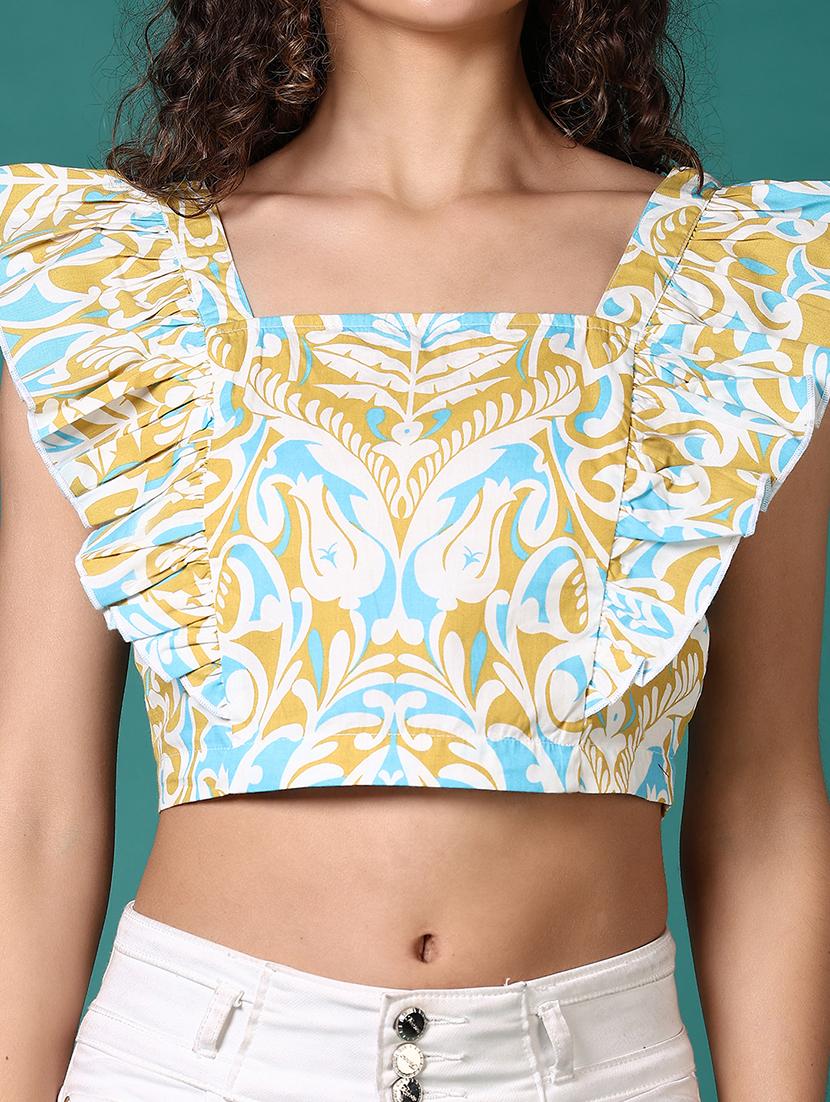 women printed square neck crop top - 21645589 - Standard Image - 5