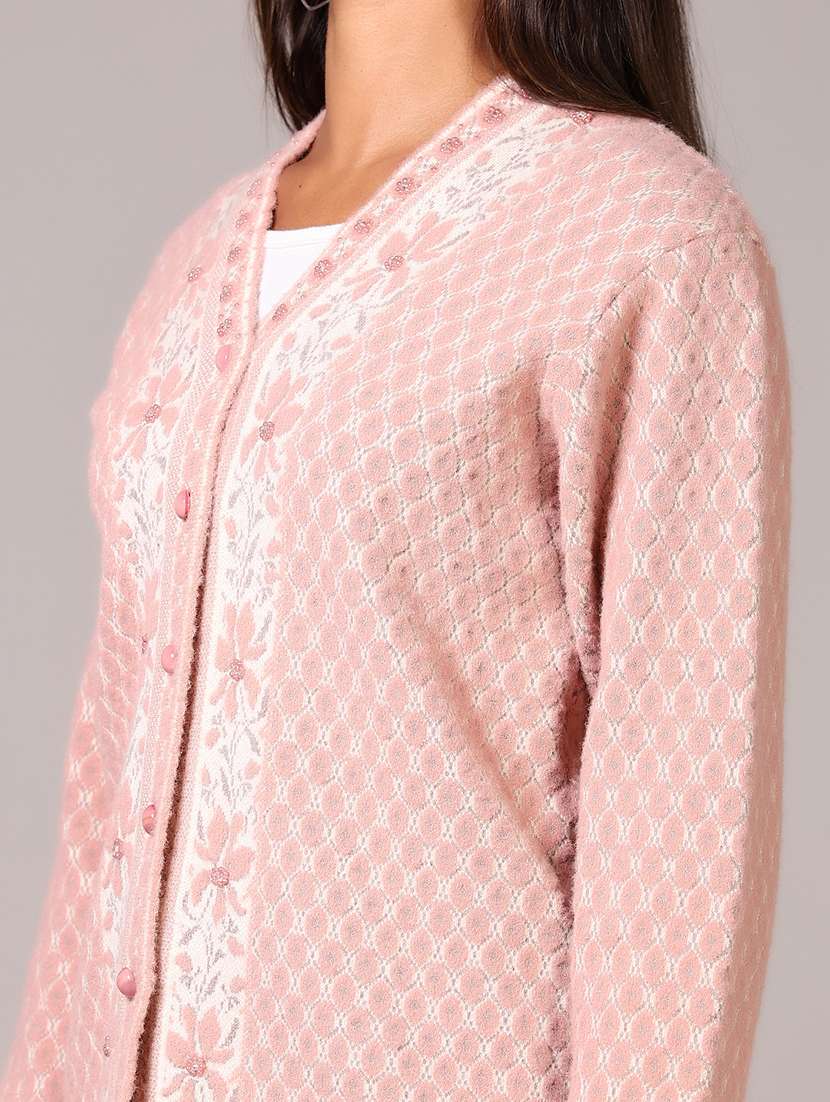 women self designed long sleeves cardigan - 21645594 -  Standard Image - 5