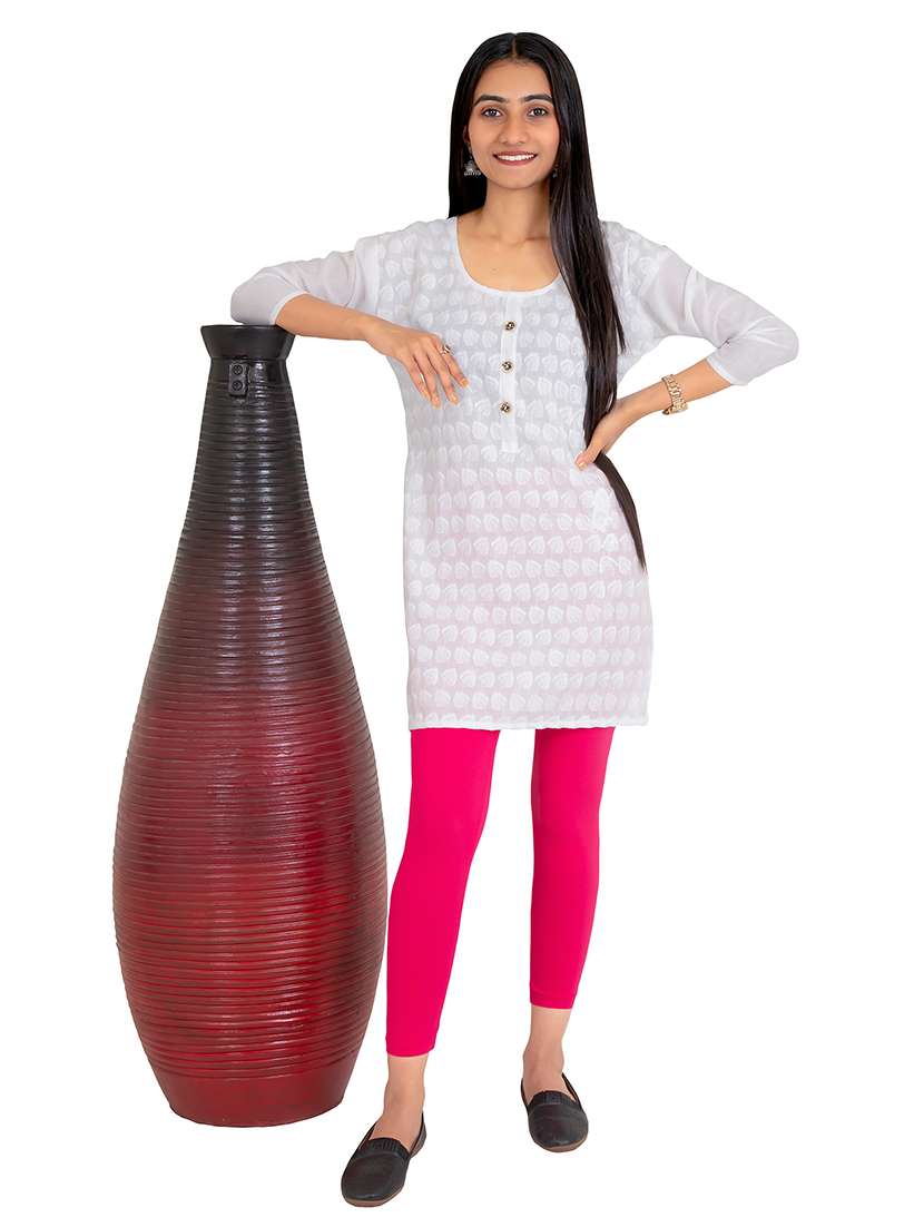 women plain ankle length mid rise leggings - 21645754 -  Standard Image - 3