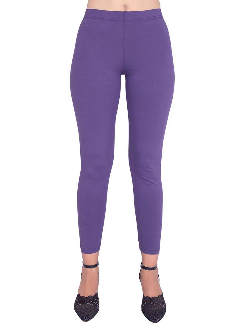 women plain ankle length mid rise leggings - 21645758 - Zoom Image - 0