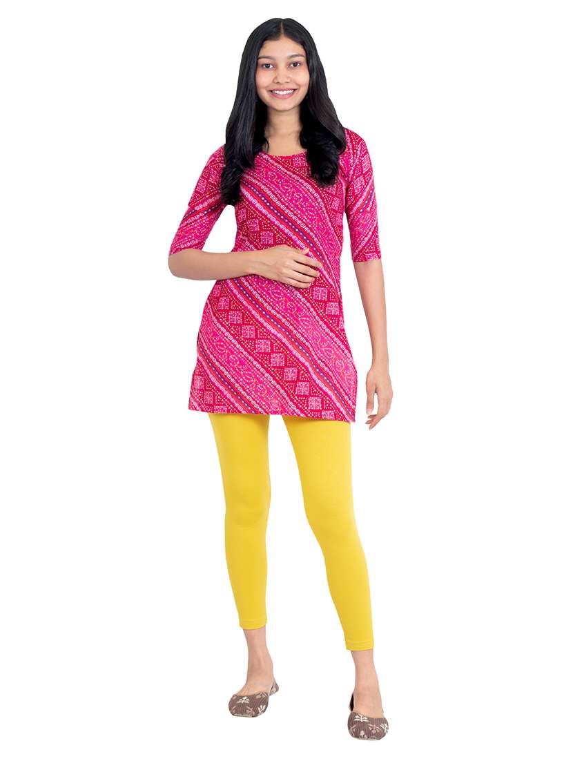 women plain ankle length mid rise leggings - 21645759 -  Standard Image - 3