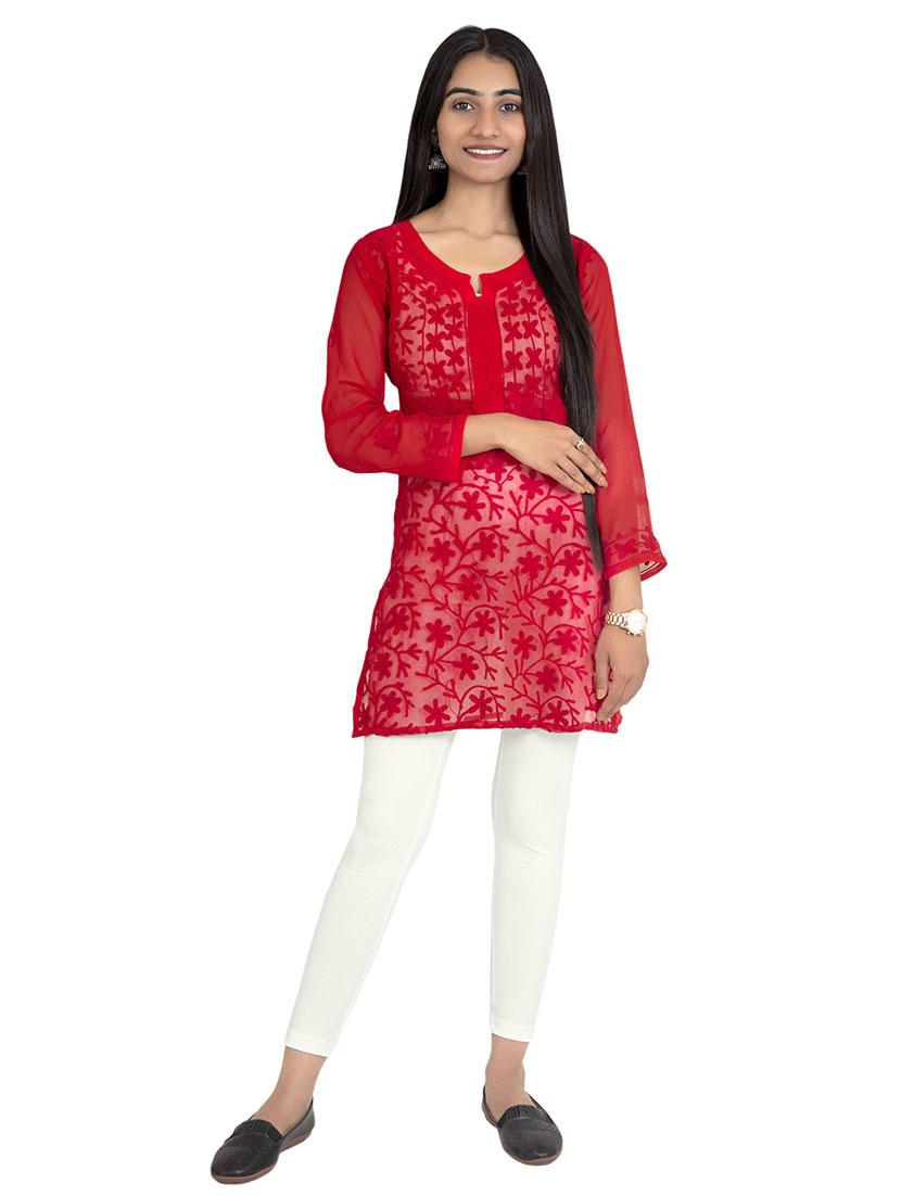 women plain ankle length mid rise leggings - 21645761 - Standard Image - 3