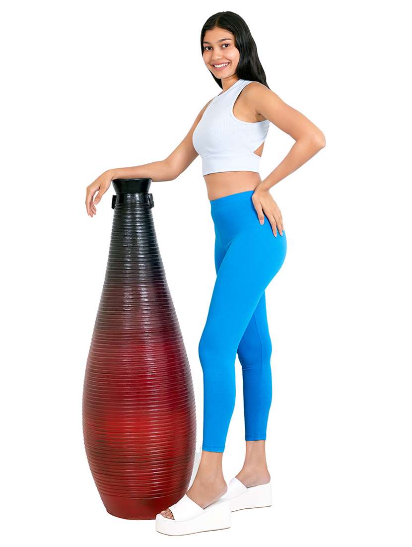 women plain ankle length mid rise leggings - 21645764 -  Standard Image - 3