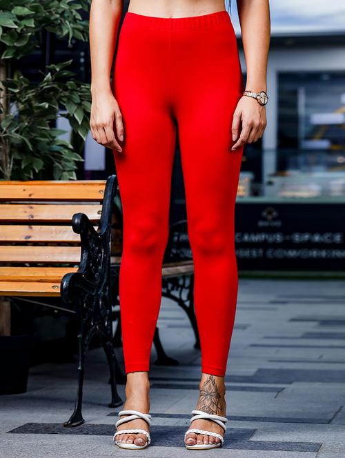 women plain ankle length mid rise leggings - 21645780 - Standard Image - 0