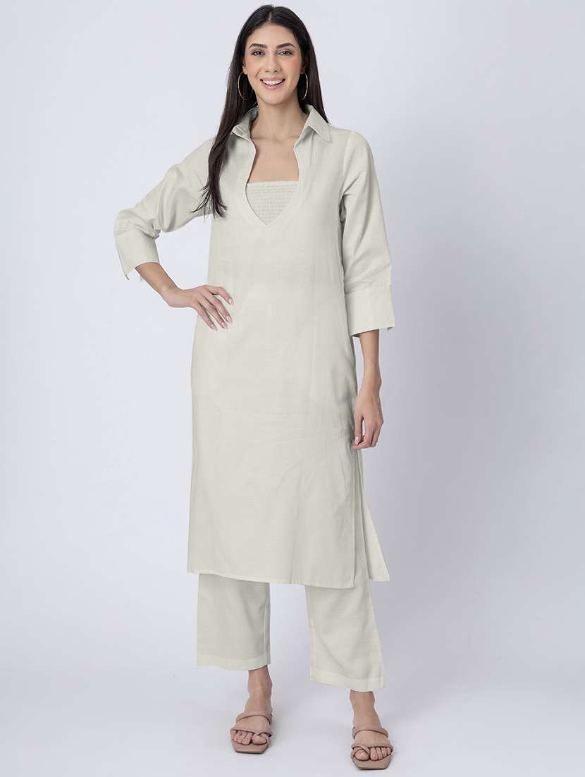 women solid kurta pant set with tube top - 21645790 -  Zoom Image - 0