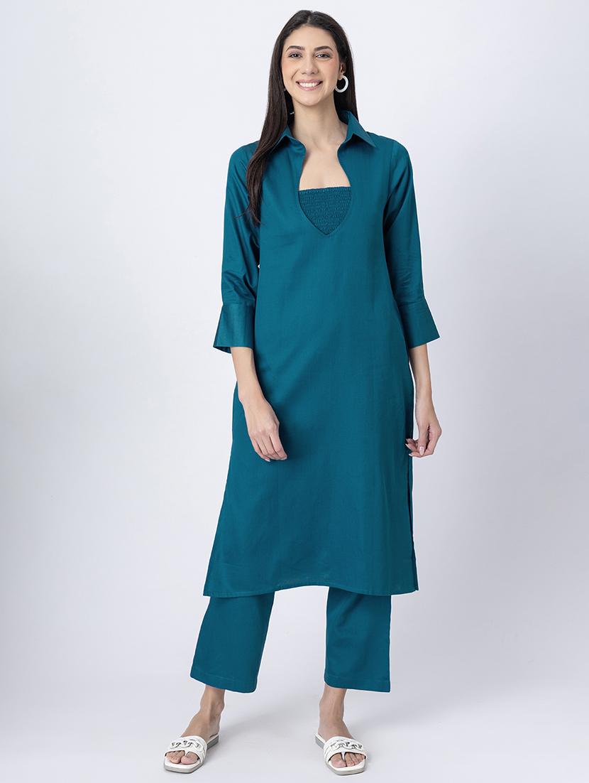 women solid kurta pant set with tube top - 21645792 - Zoom Image - 0