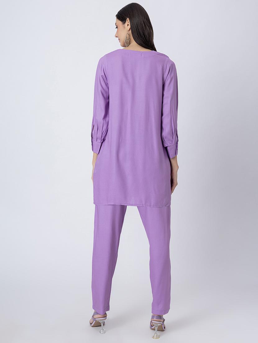 women solid v neck a-line kurti - 21645798 - Standard Image - 3