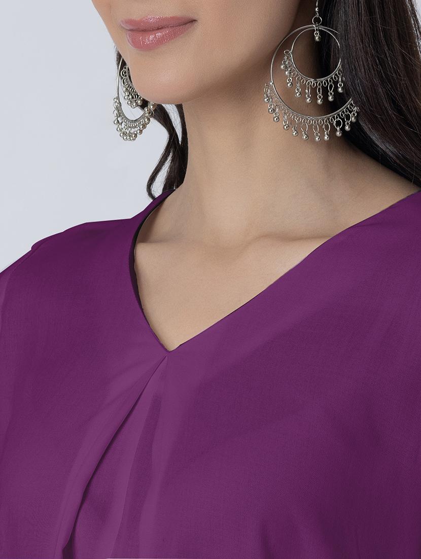women solid v neck a-line kurti - 21645800 - Standard Image - 5