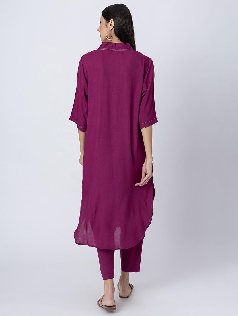 women solid mandarin neck straight kurta - 21645809 - Standard Image - 3