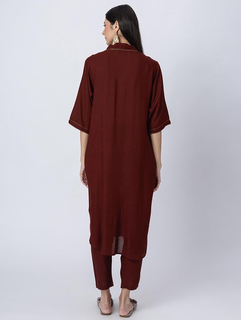 women solid mandarin neck straight kurta - 21645810 - Standard Image - 3
