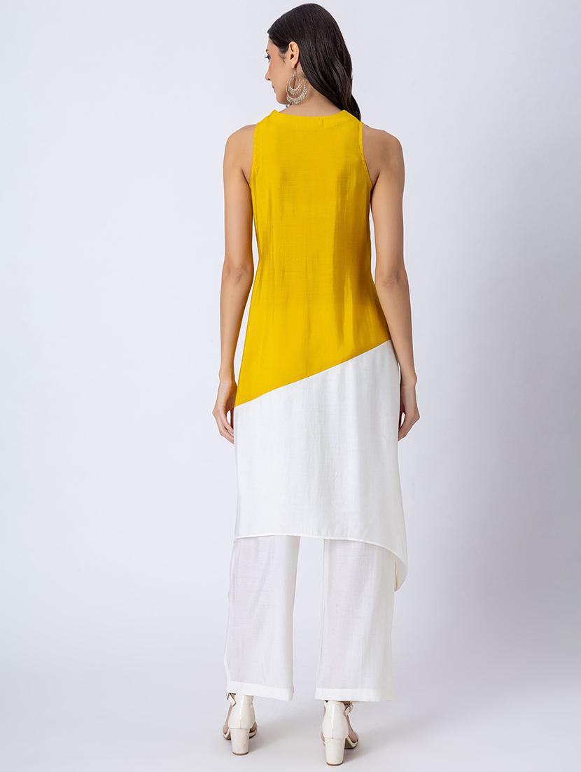 women color block v neck asymmetric kurta - 21645815 - Standard Image - 3