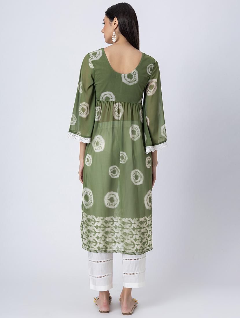 women printed three quarter sleeve a-line kurta - 21645822 - Standard Image - 3