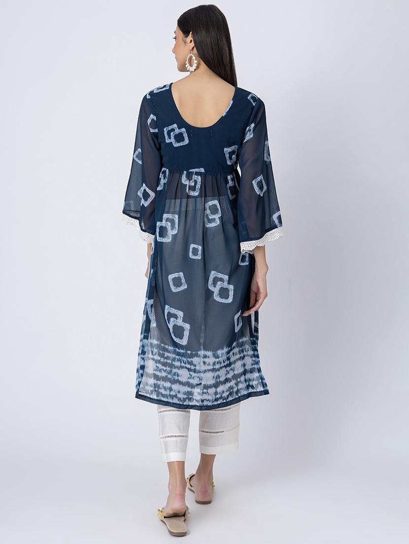 women printed three quarter sleeve a-line kurta - 21645823 - Standard Image - 3