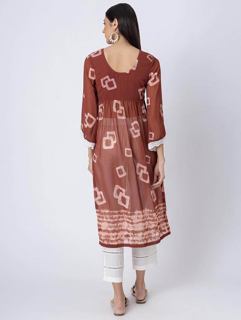 women printed three quarter sleeve a-line kurta - 21645824 - Standard Image - 3