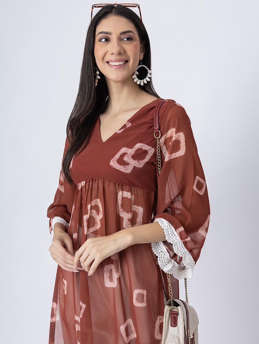 women printed three quarter sleeve a-line kurta - 21645824 - Standard Image - 5